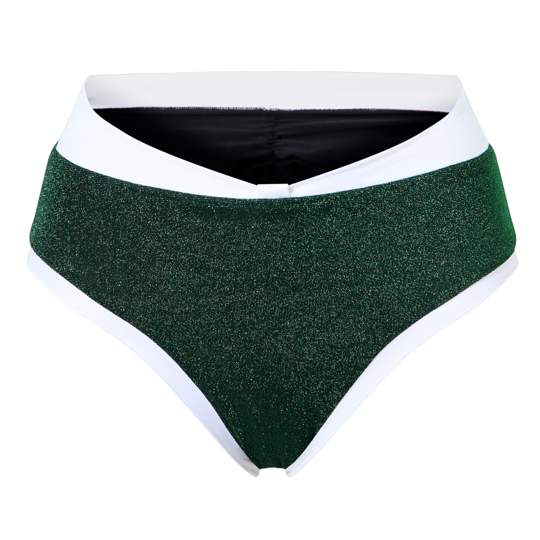 A person wearing a green pole dance outfit, consisting of a tube top and briefs, with a transparent bra strap Coco_Outfit_Dancewear_by_Spincess_3D_Bottom_Green