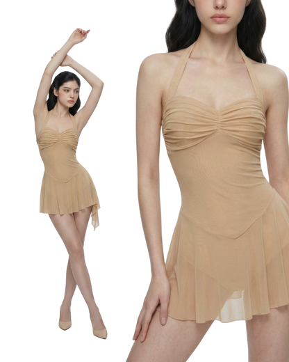 Coral Leotard Bodysuit Beige Dark Vanilla by Spincess