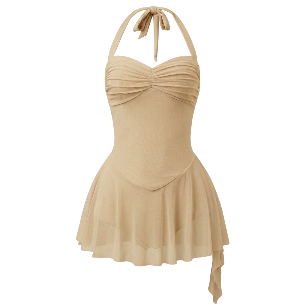Coral Leotard Bodysuit Beige Dark Vanilla by Spincess 3D