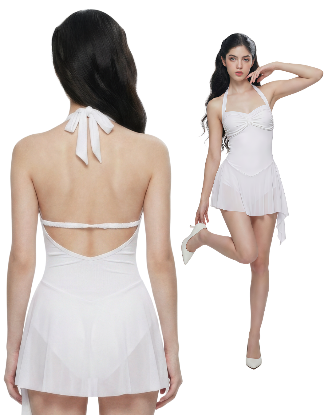 Coral Leotard Bodysuit White by Spincess