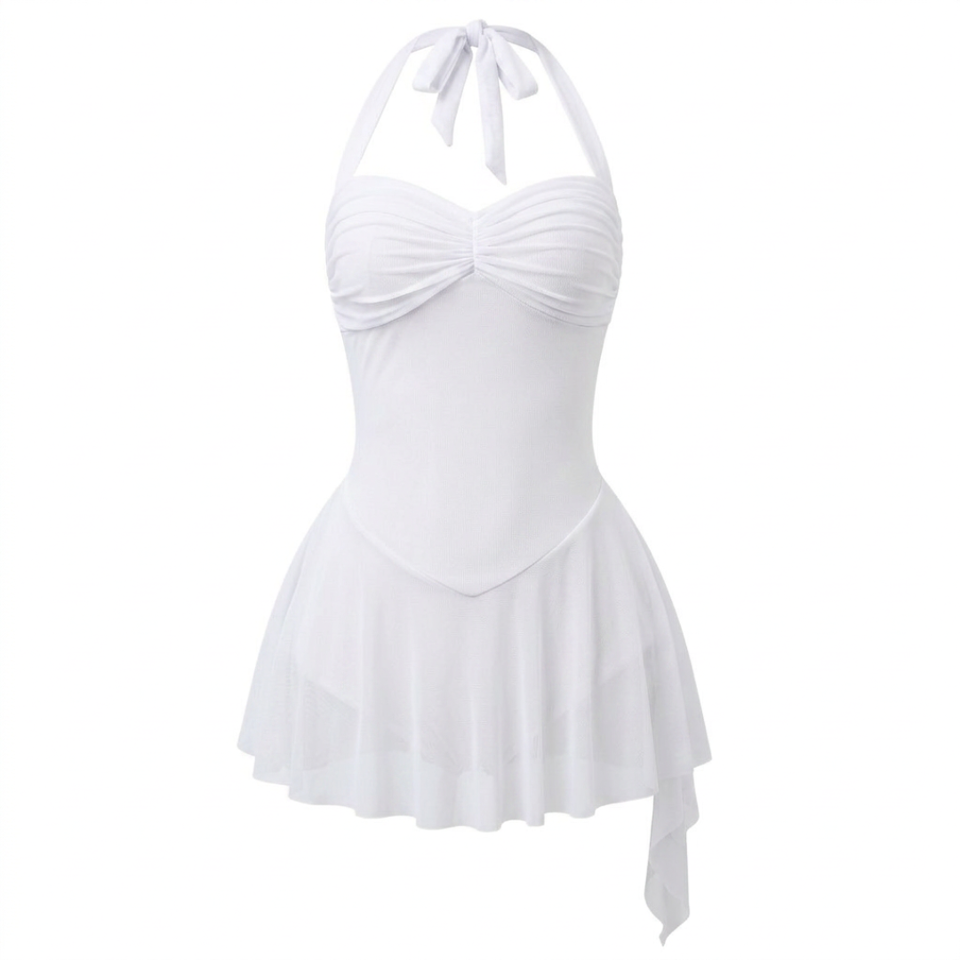 Coral Leotard Bodysuit White by Spincess